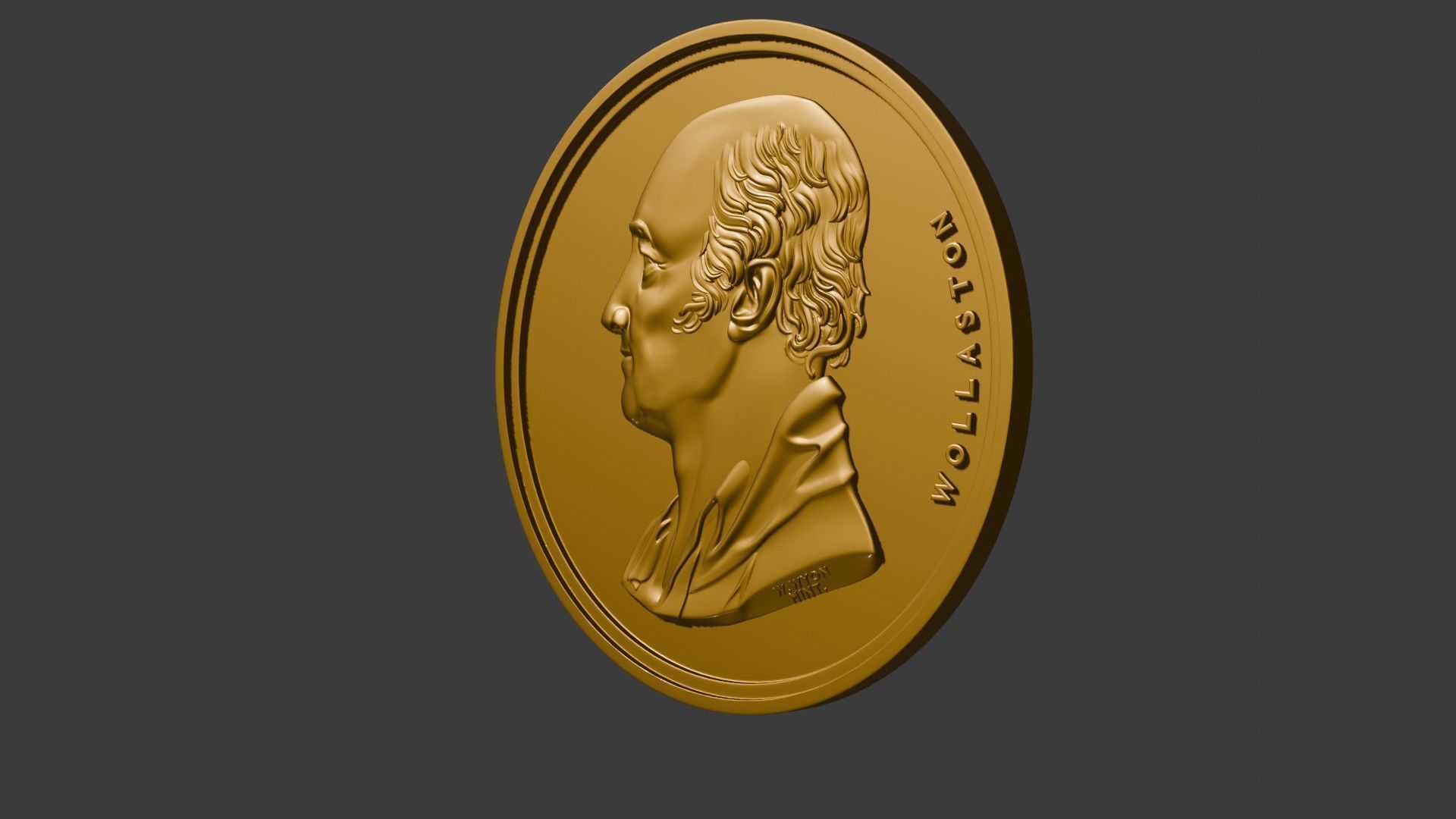 The Wollaston Medal pendant coin 3d model bas relief 3D print model_7