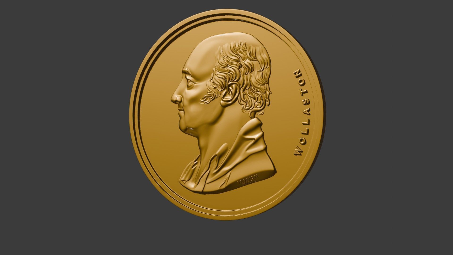The Wollaston Medal pendant coin 3d model bas relief 3D print model_12