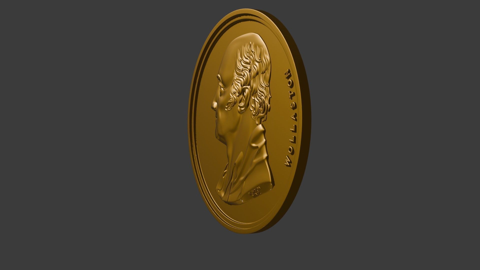 The Wollaston Medal pendant coin 3d model bas relief 3D print model_1