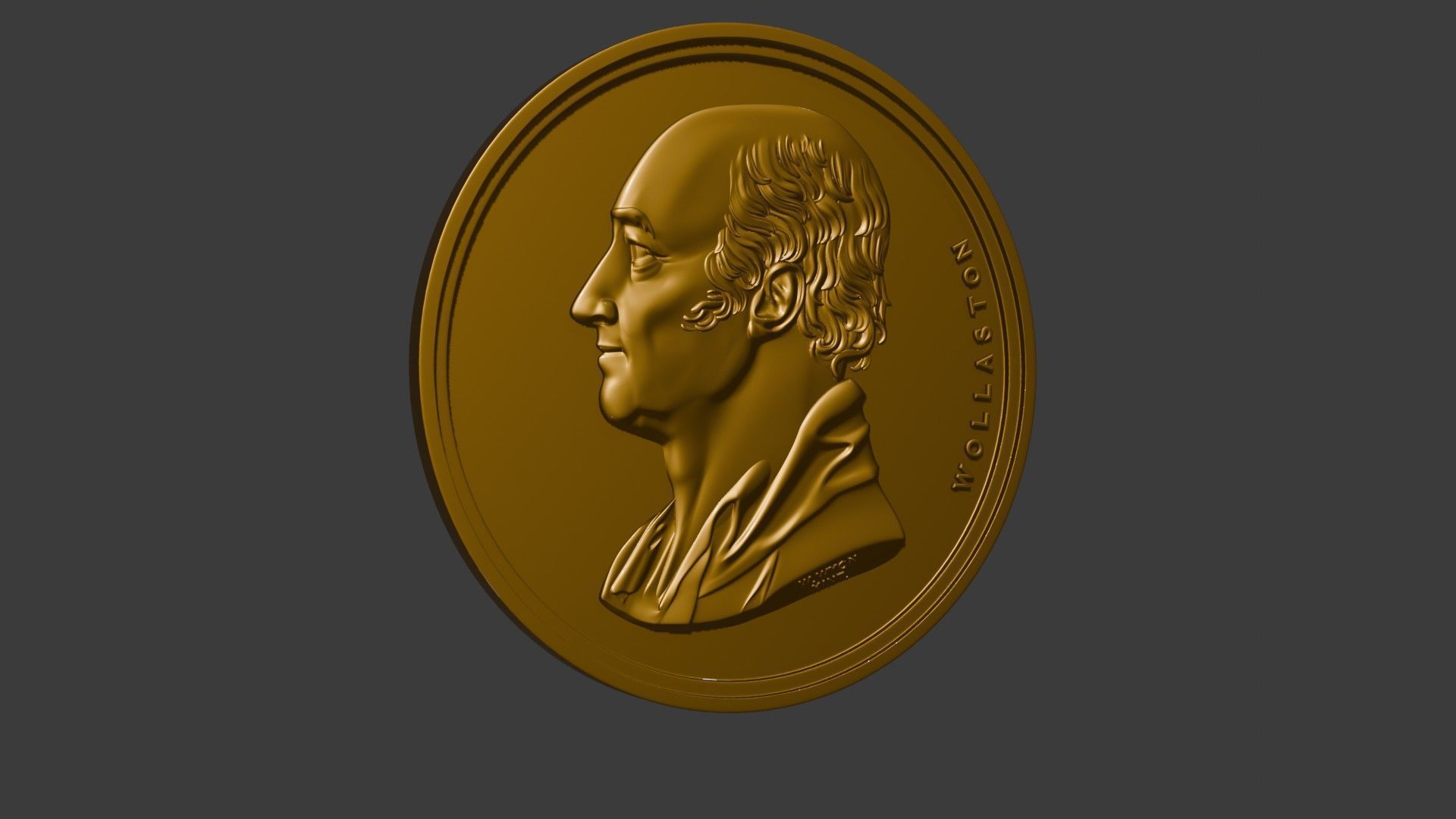 The Wollaston Medal pendant coin 3d model bas relief 3D print model_29