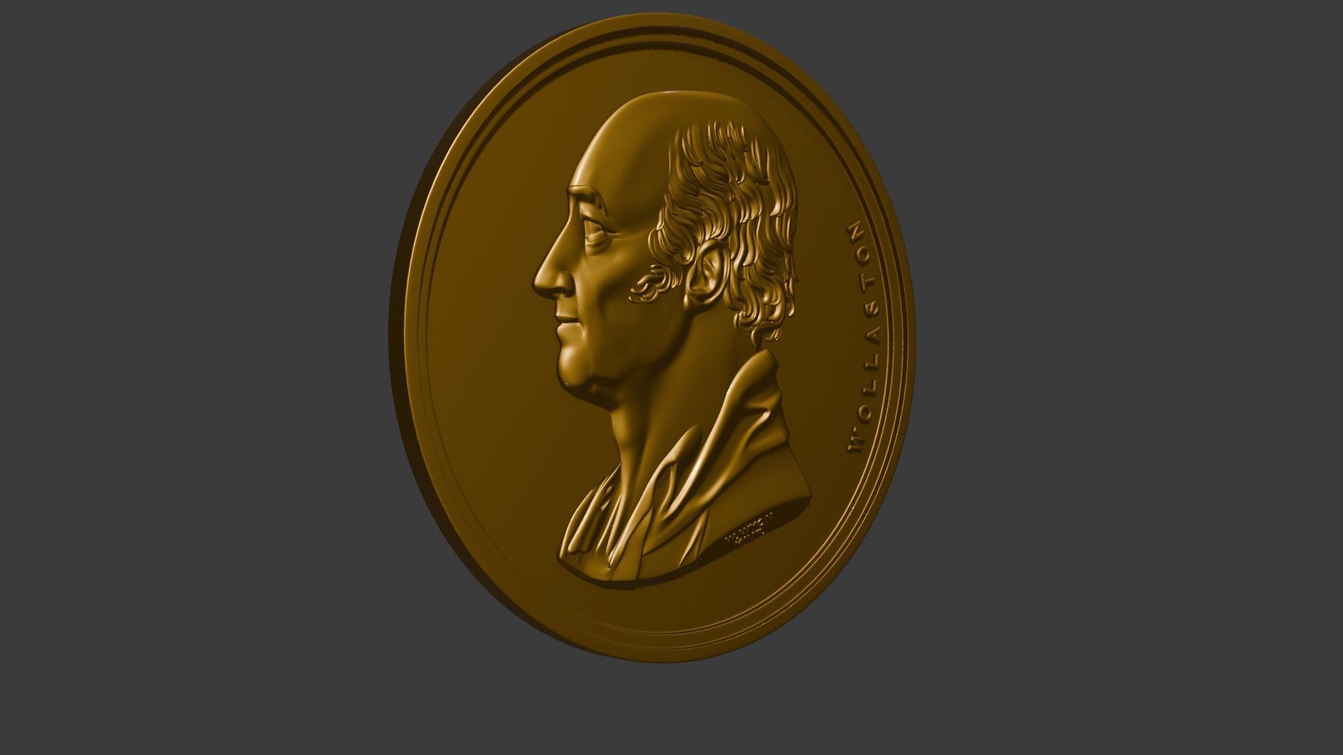 The Wollaston Medal pendant coin 3d model bas relief 3D print model_32