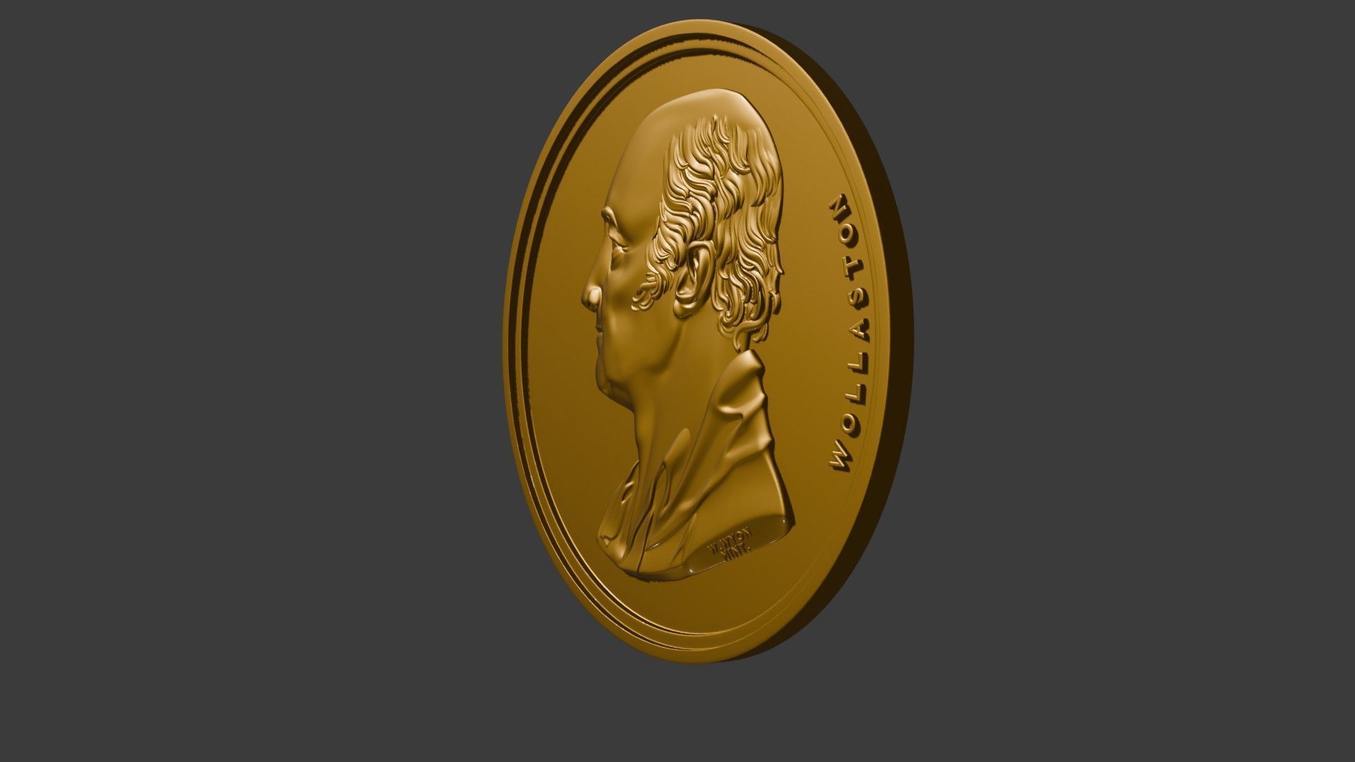 The Wollaston Medal pendant coin 3d model bas relief 3D print model_4