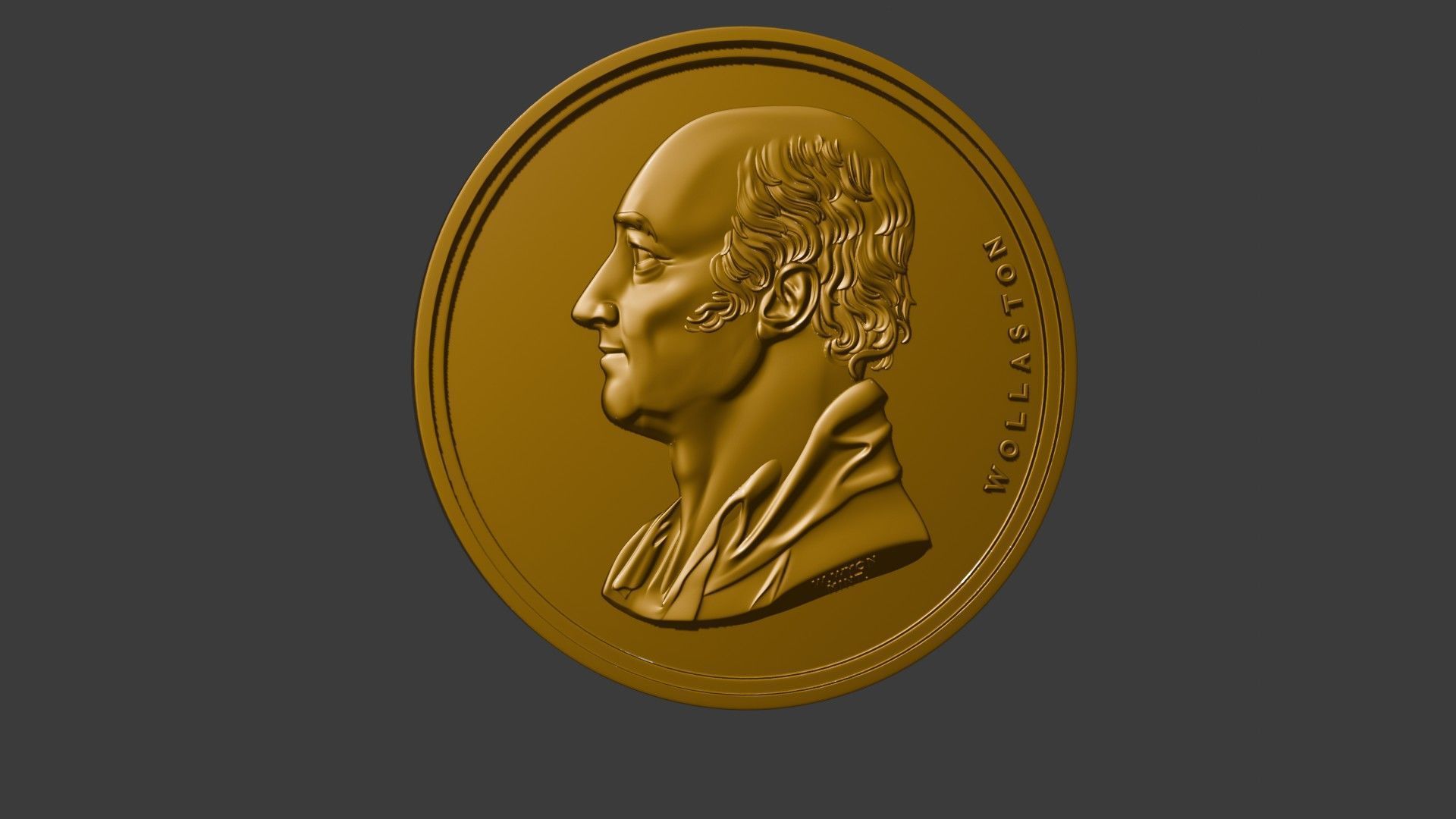 The Wollaston Medal pendant coin 3d model bas relief 3D print model_25