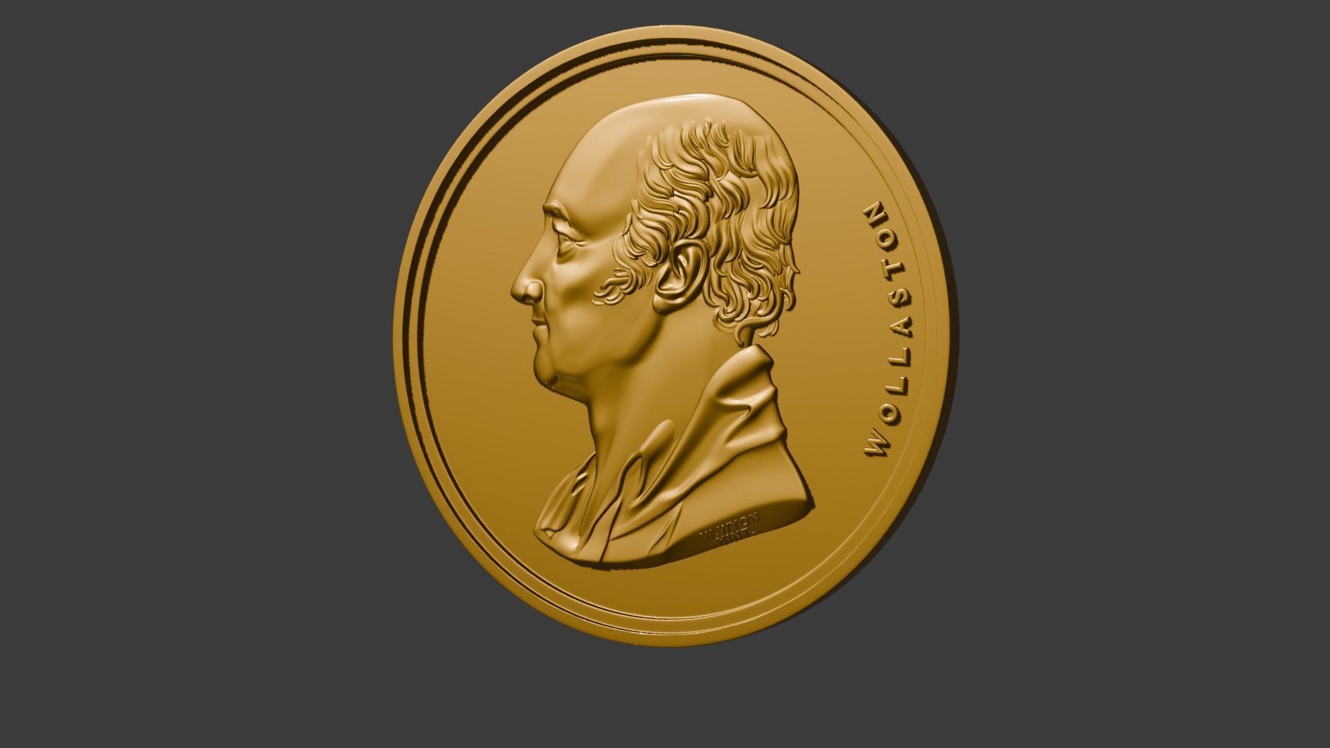 The Wollaston Medal pendant coin 3d model bas relief 3D print model_11