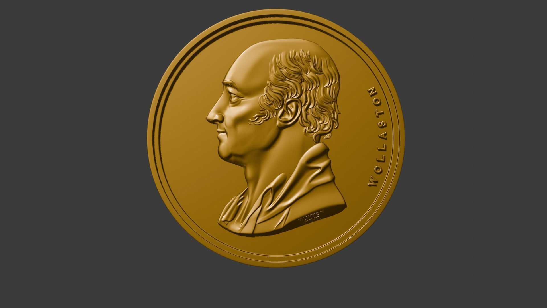 The Wollaston Medal pendant coin 3d model bas relief 3D print model_21