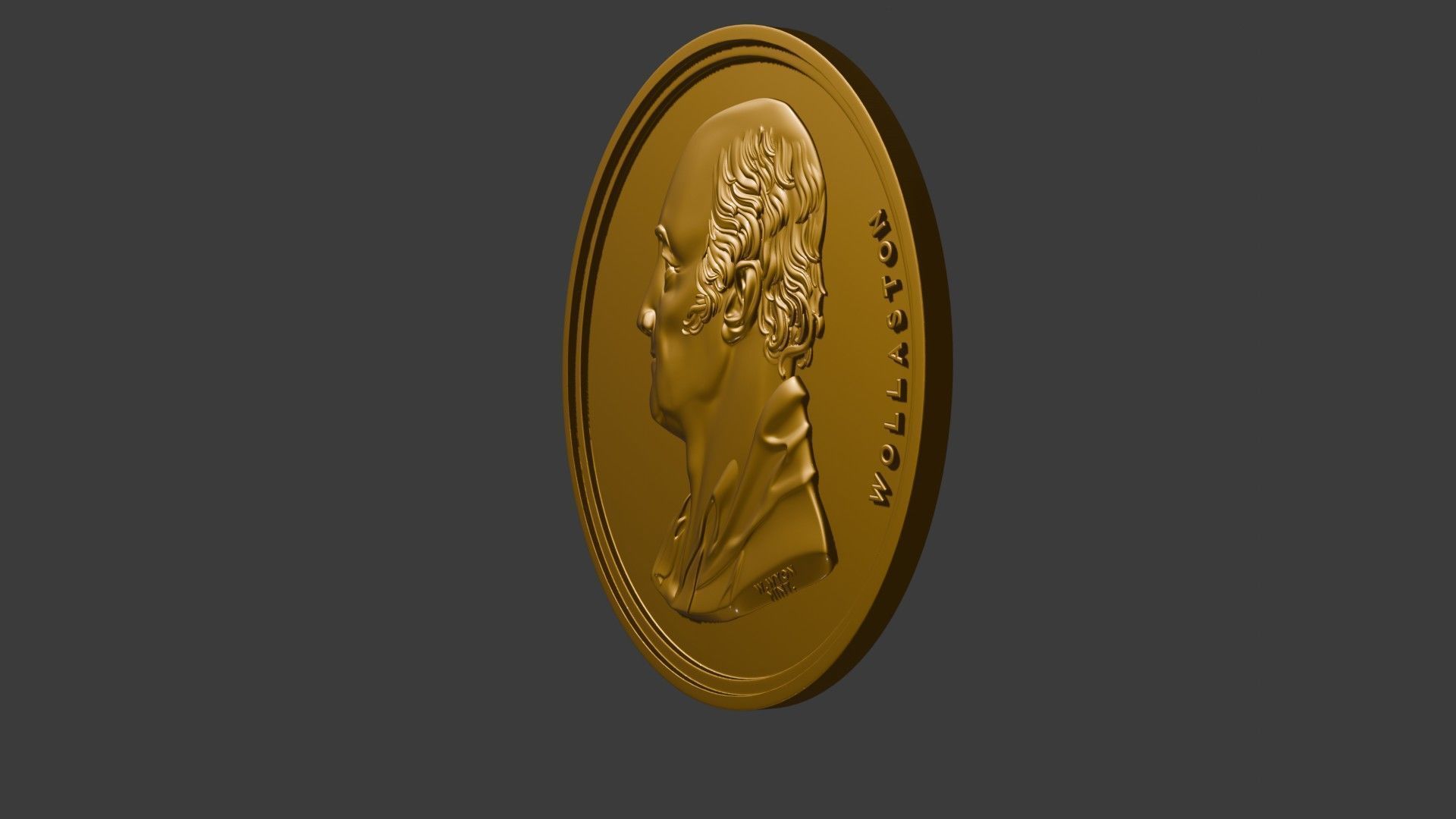 The Wollaston Medal pendant coin 3d model bas relief 3D print model_2