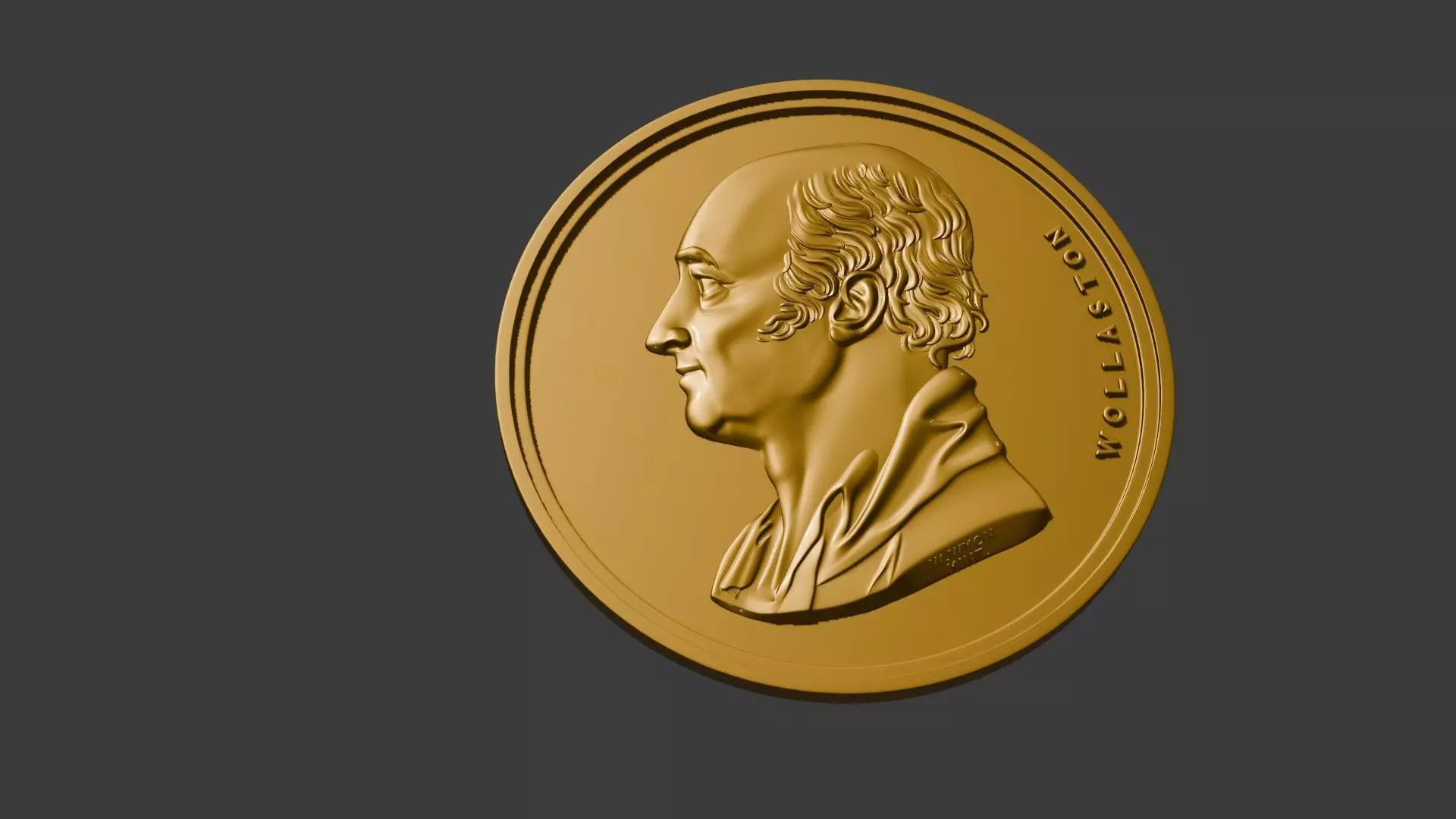 The Wollaston Medal pendant coin 3d model bas relief 3D print model_0