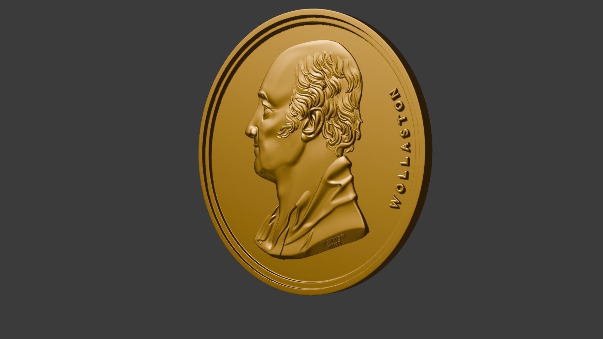 The Wollaston Medal pendant coin 3d model bas relief 3D print model_8