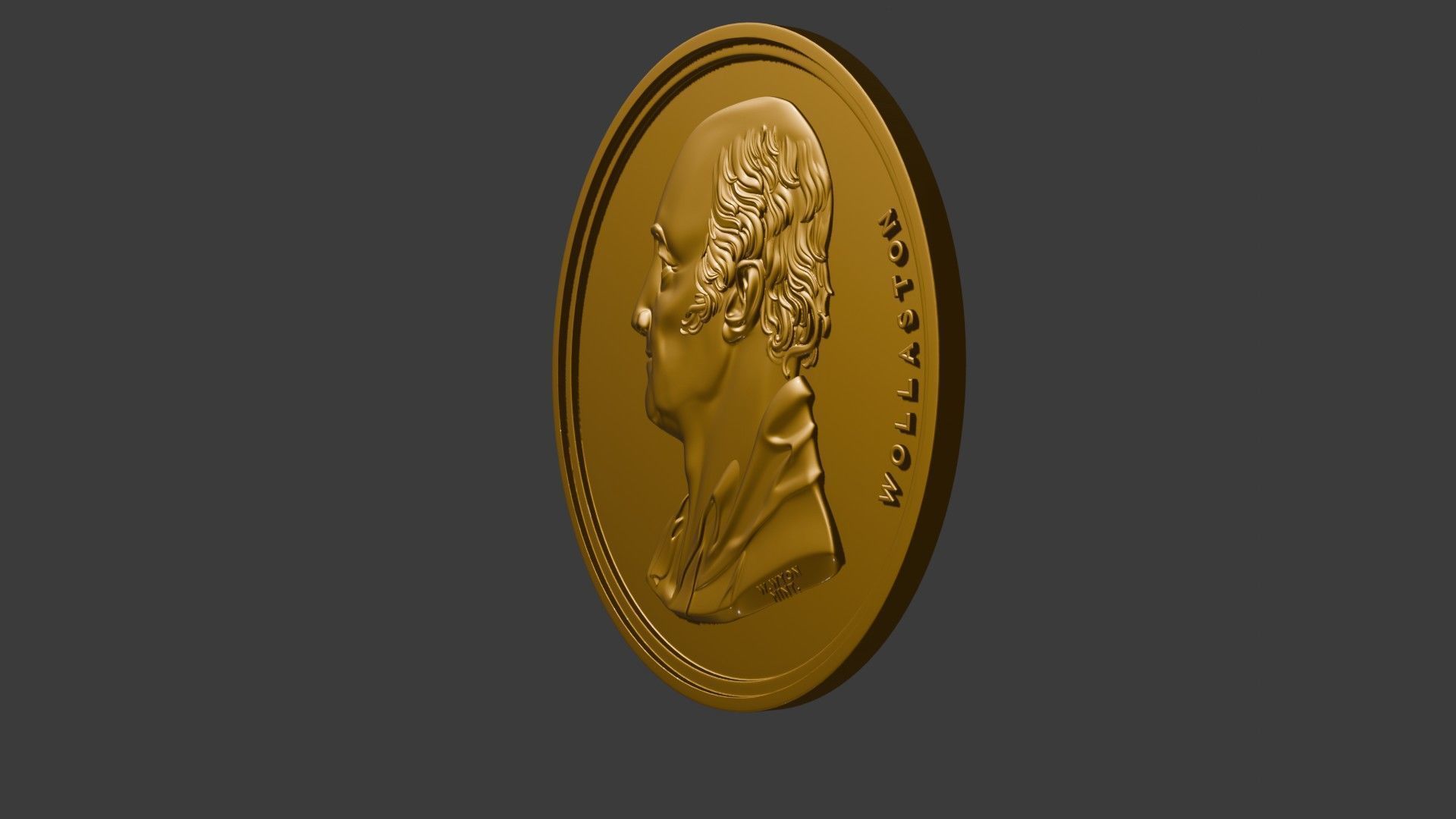 The Wollaston Medal pendant coin 3d model bas relief 3D print model_3