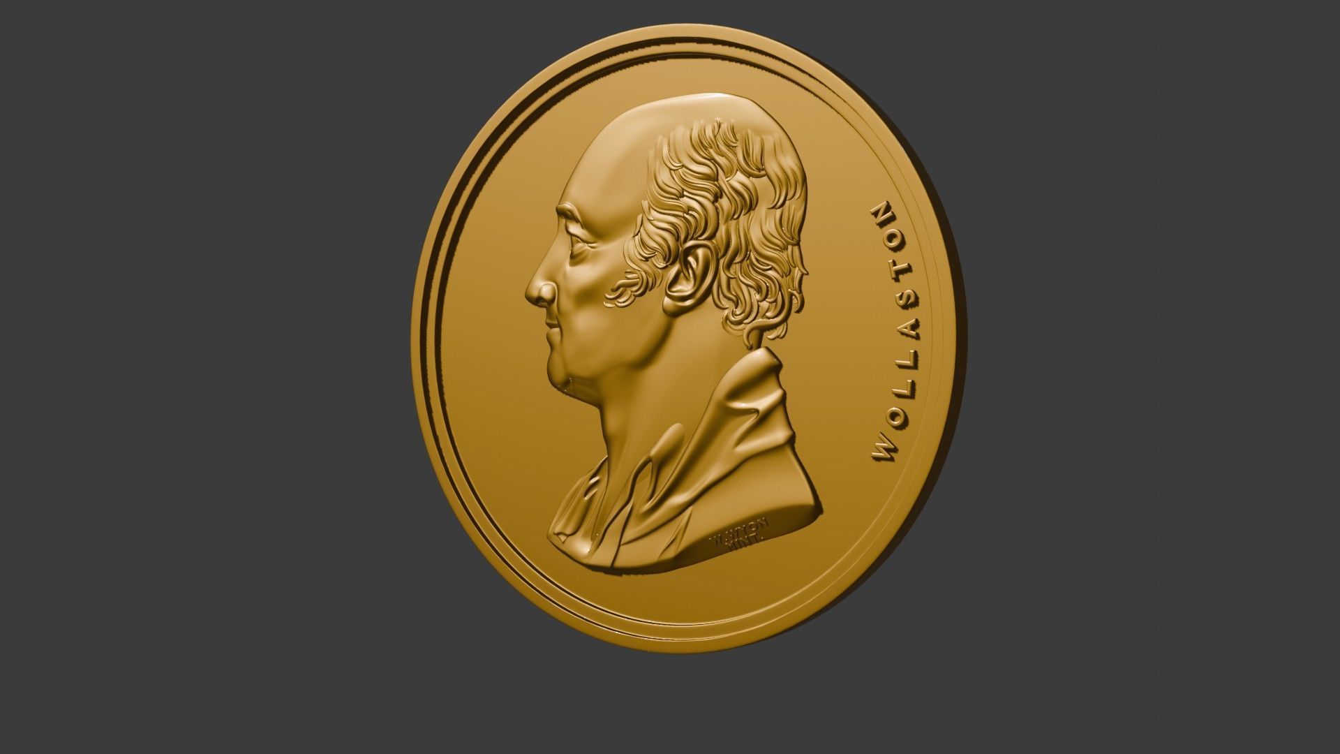 The Wollaston Medal pendant coin 3d model bas relief 3D print model_10