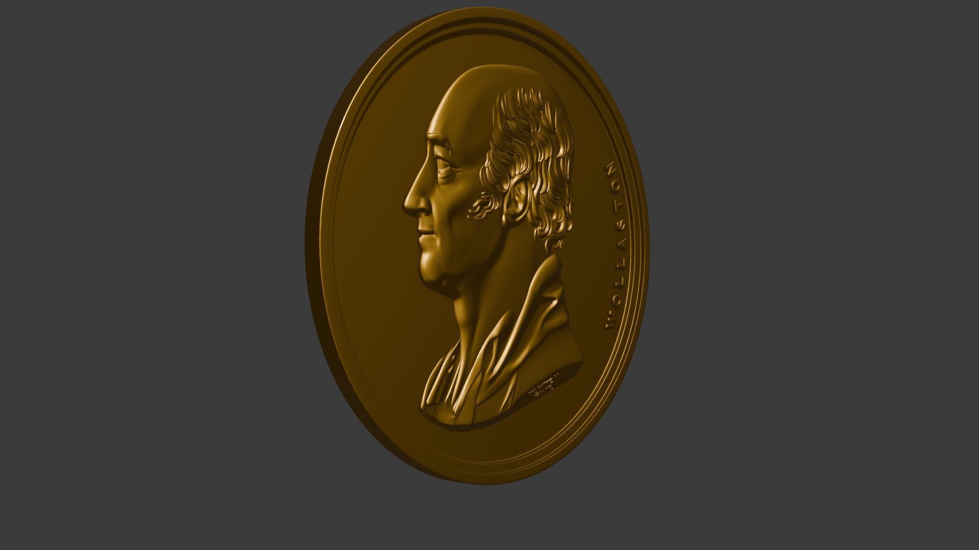 The Wollaston Medal pendant coin 3d model bas relief 3D print model_34