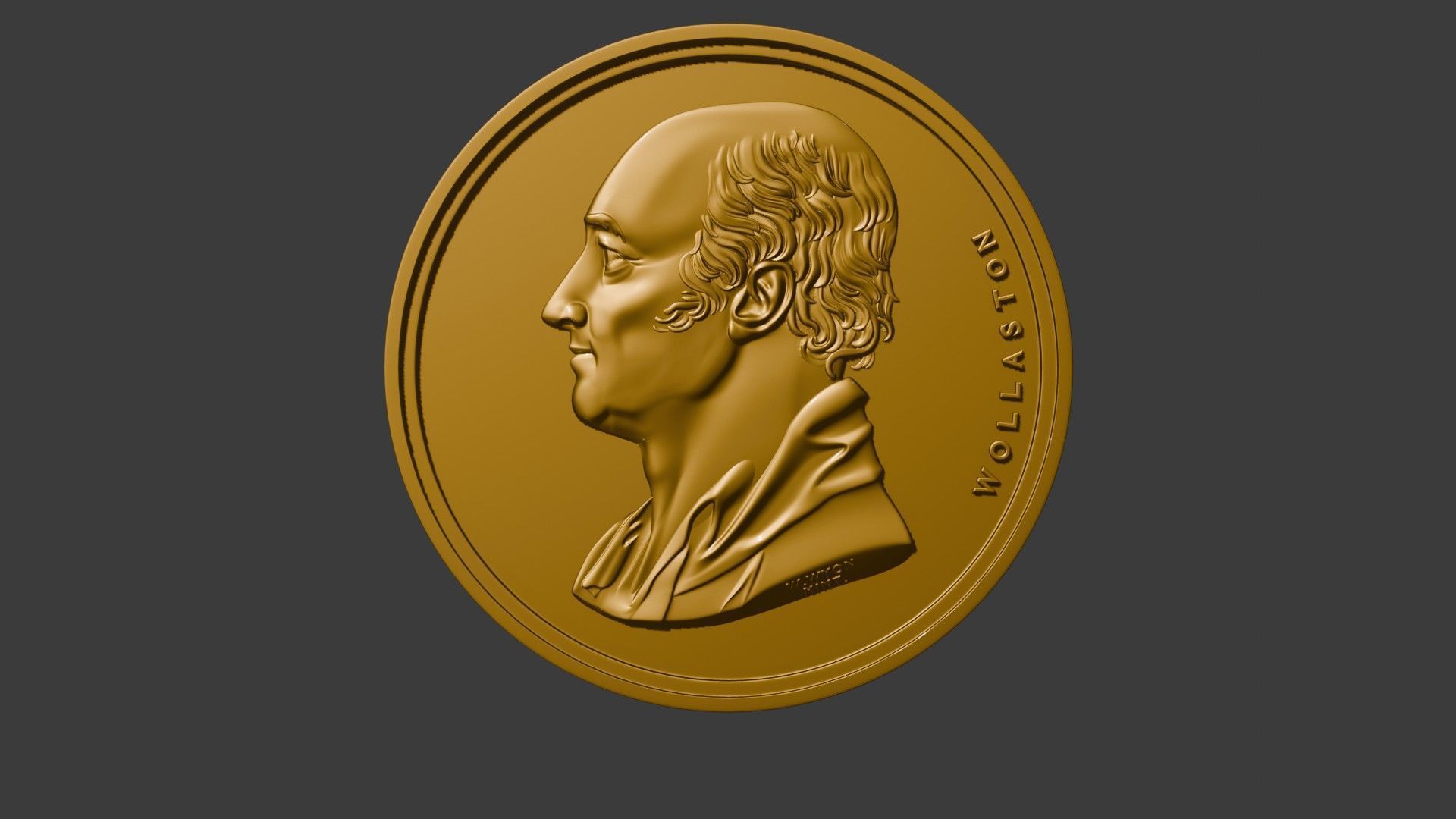 The Wollaston Medal pendant coin 3d model bas relief 3D print model_20