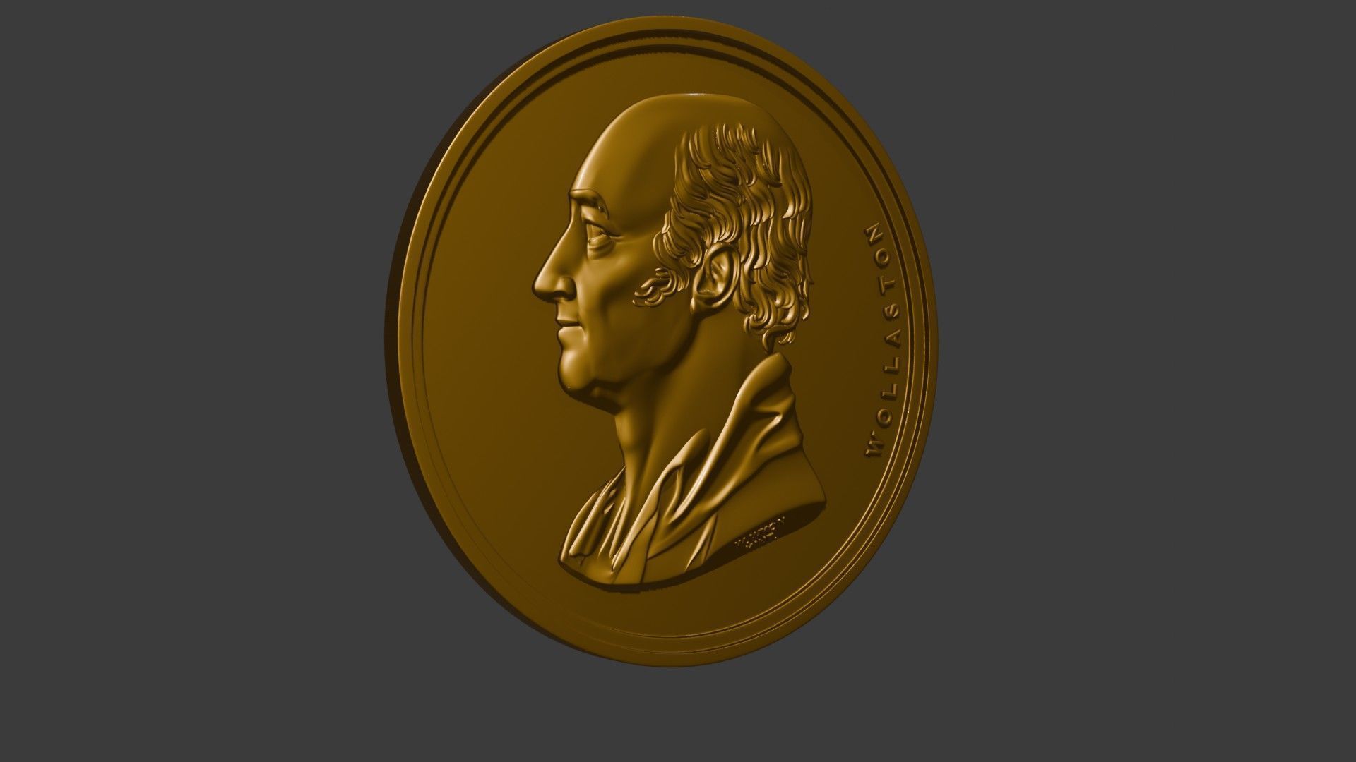 The Wollaston Medal pendant coin 3d model bas relief 3D print model_31