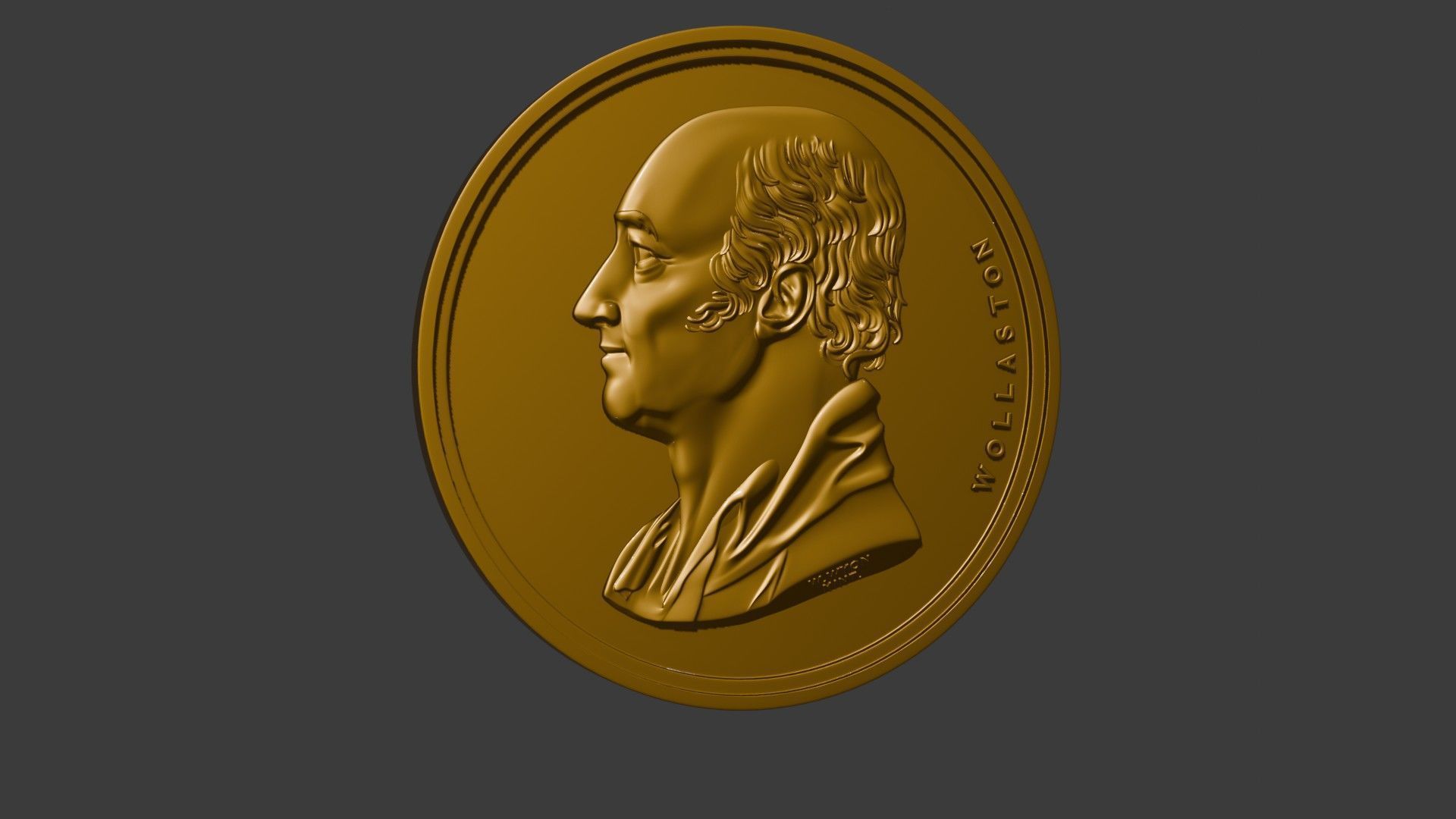 The Wollaston Medal pendant coin 3d model bas relief 3D print model_27