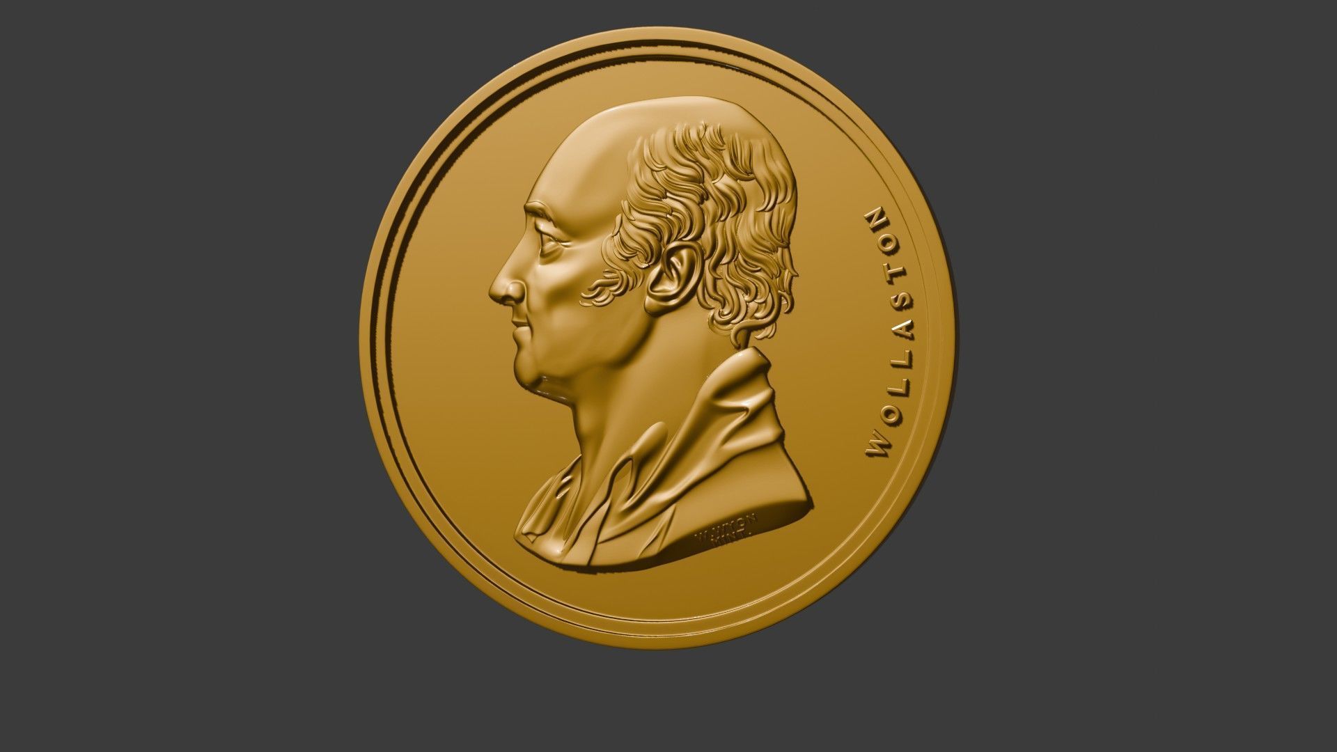 The Wollaston Medal pendant coin 3d model bas relief 3D print model_14