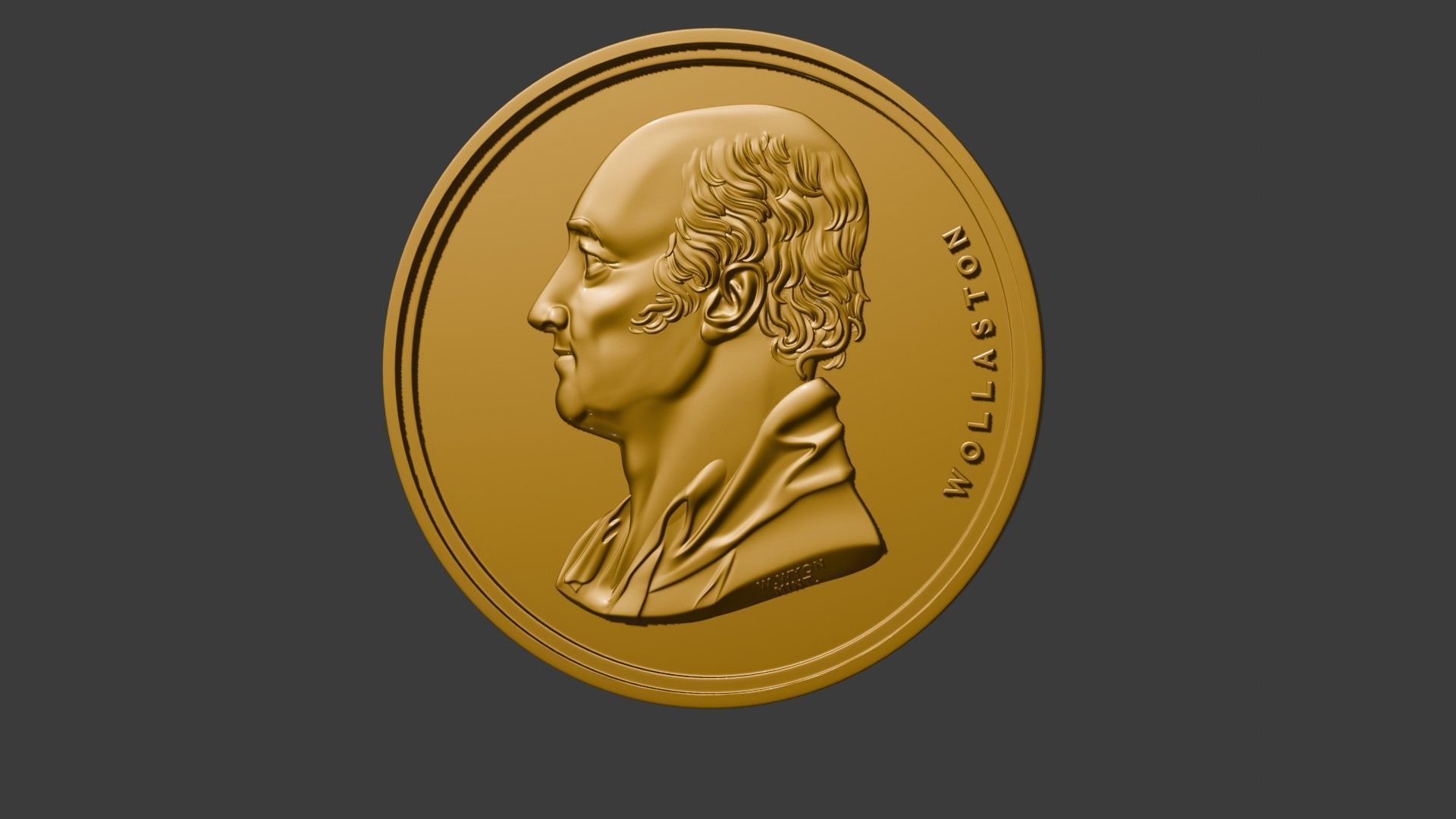 The Wollaston Medal pendant coin 3d model bas relief 3D print model_15