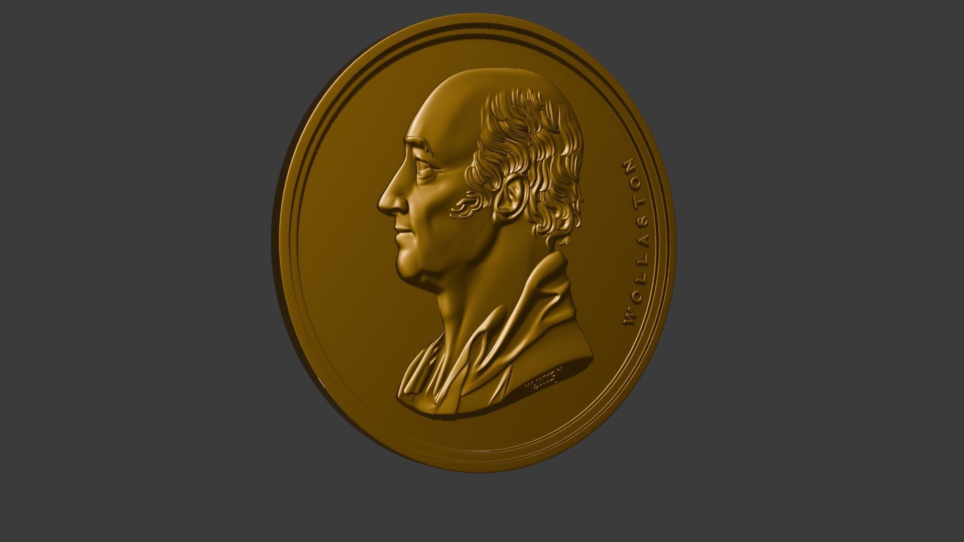The Wollaston Medal pendant coin 3d model bas relief 3D print model_30
