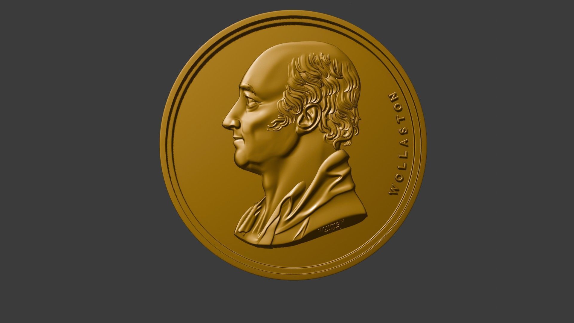 The Wollaston Medal pendant coin 3d model bas relief 3D print model_23