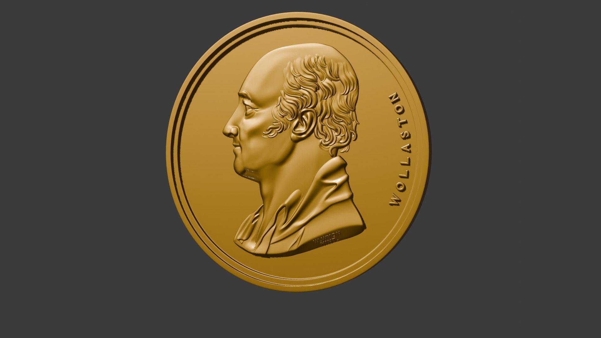 The Wollaston Medal pendant coin 3d model bas relief 3D print model_13