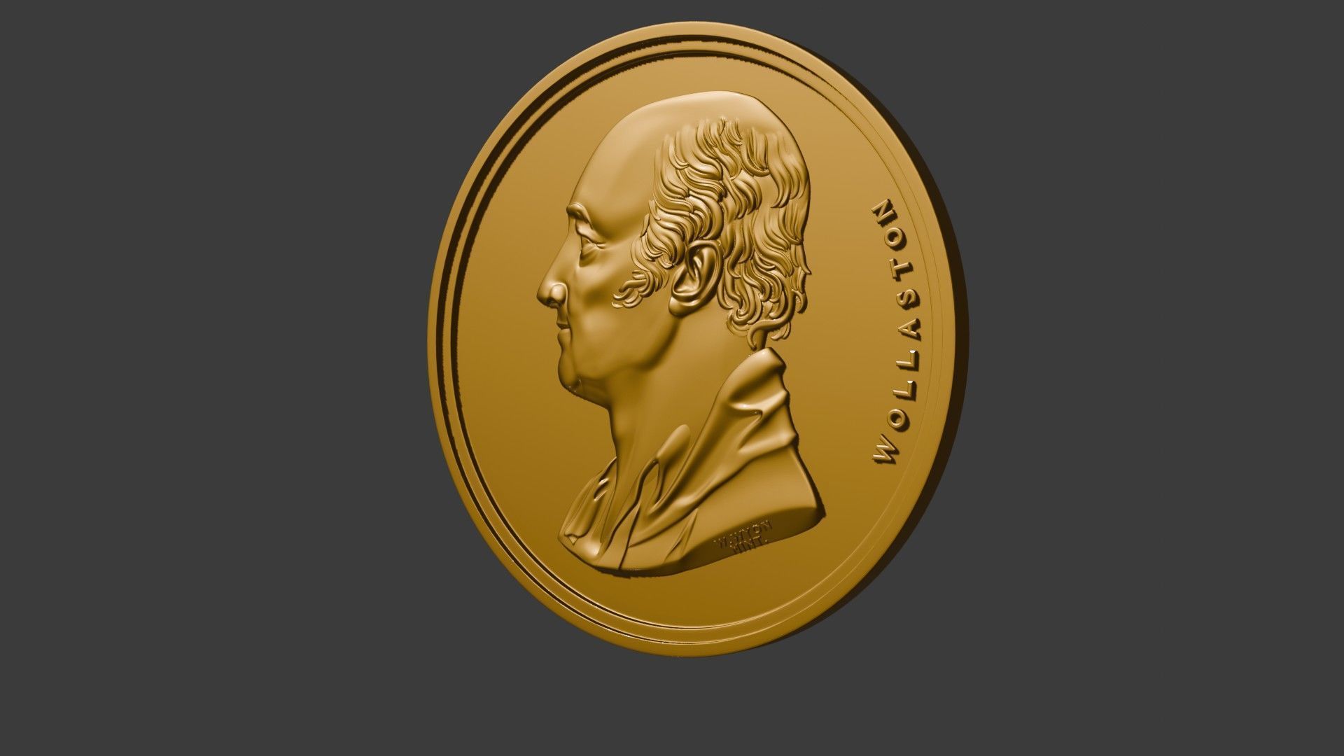The Wollaston Medal pendant coin 3d model bas relief 3D print model_9