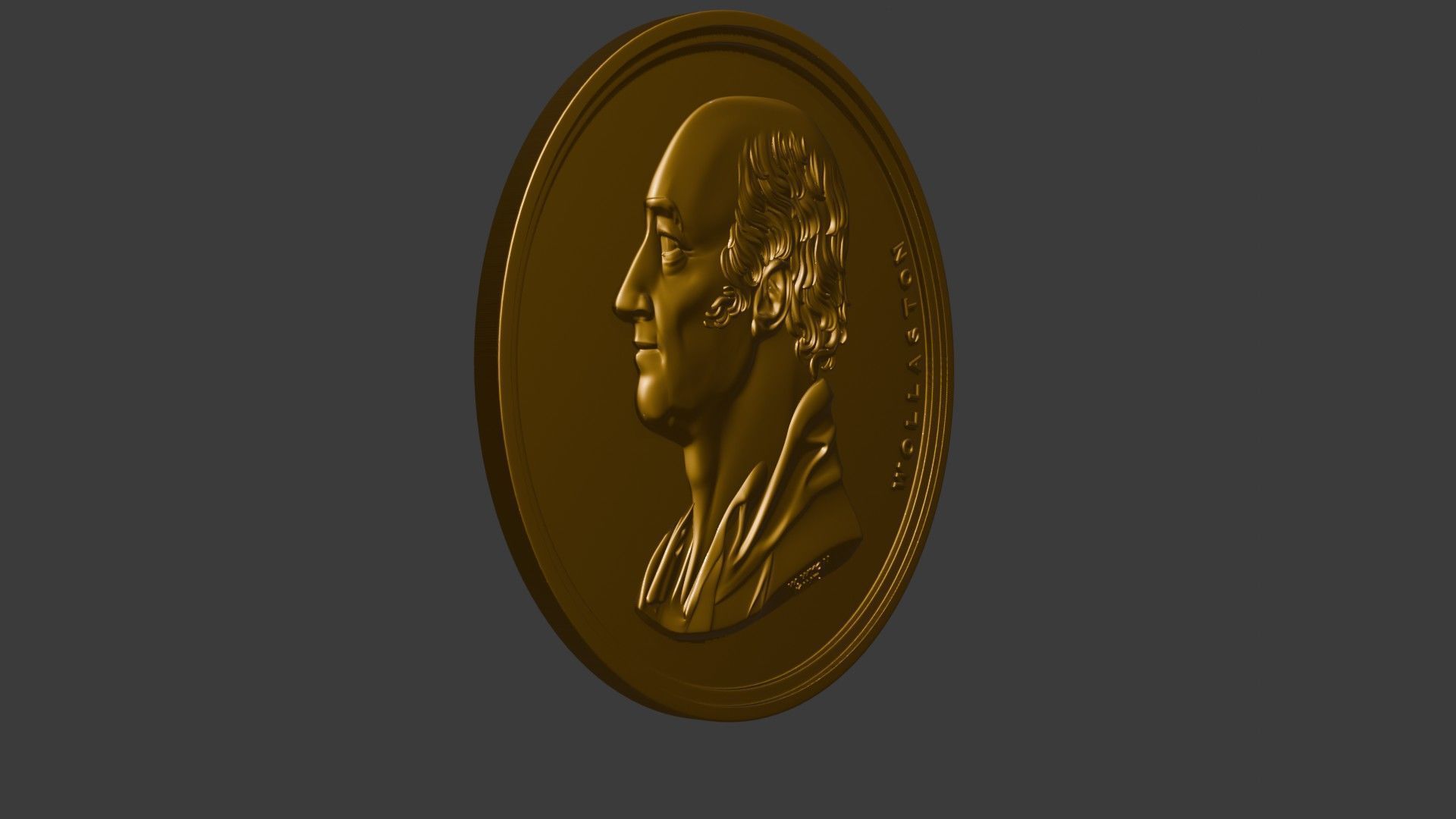 The Wollaston Medal pendant coin 3d model bas relief 3D print model_35