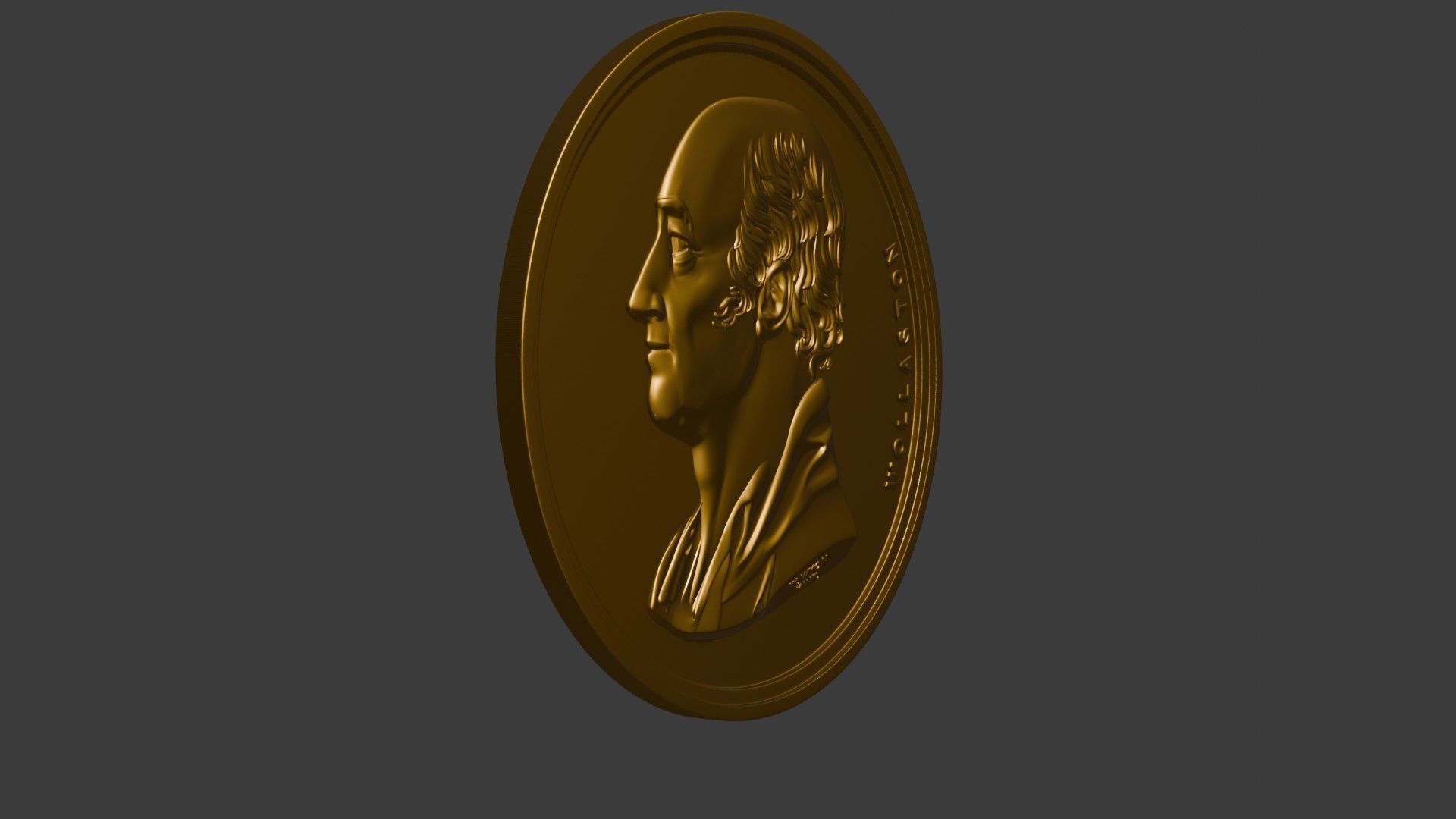 The Wollaston Medal pendant coin 3d model bas relief 3D print model_36