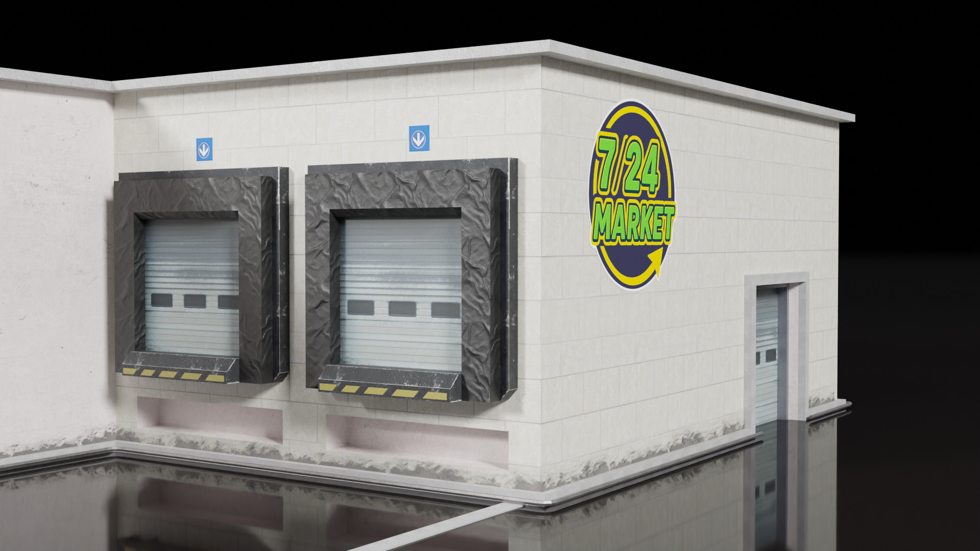 Low Poly PBR Market Building  Game Ready 3D Asset Low-poly 3D model_8