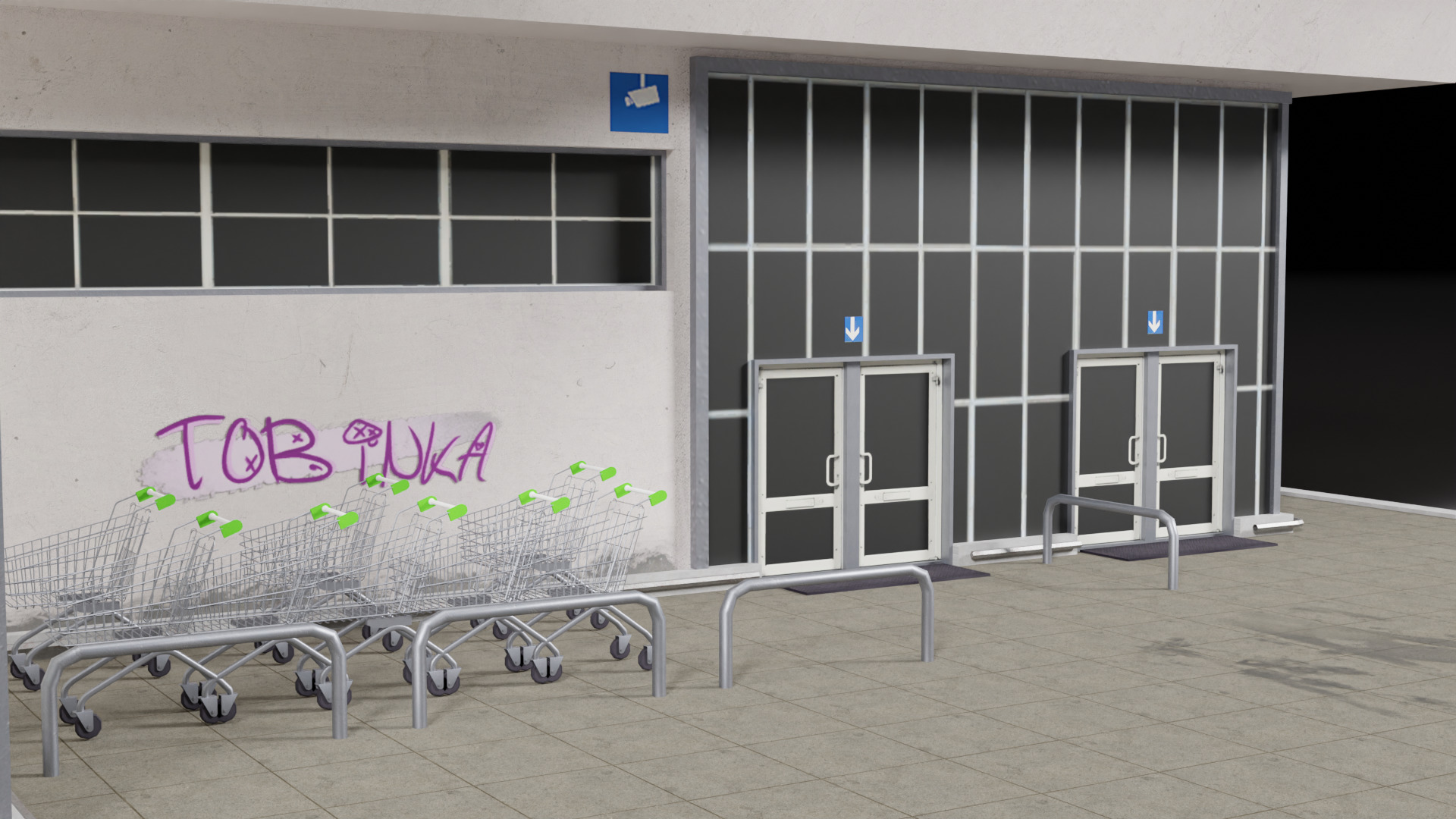 Low Poly PBR Market Building  Game Ready 3D Asset Low-poly 3D model_10