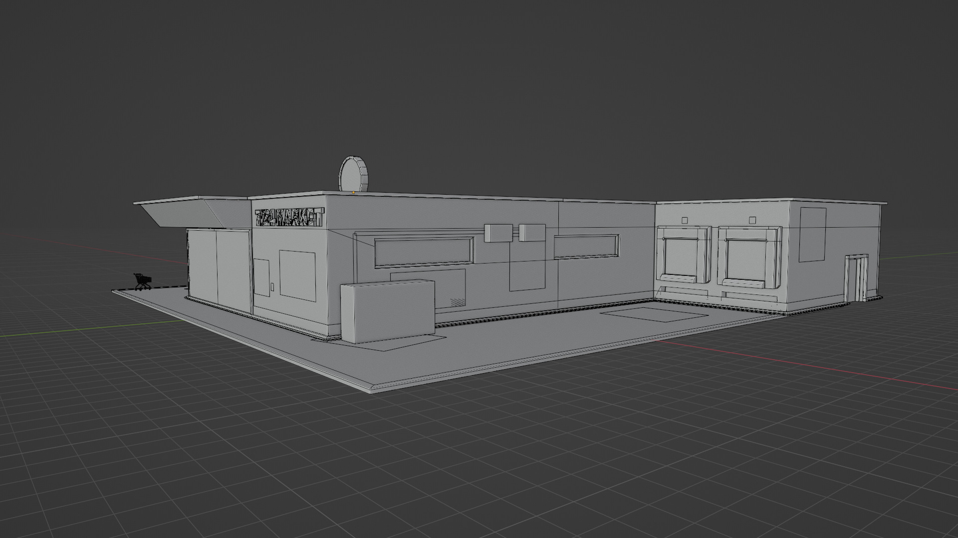 Low Poly PBR Market Building  Game Ready 3D Asset Low-poly 3D model_2