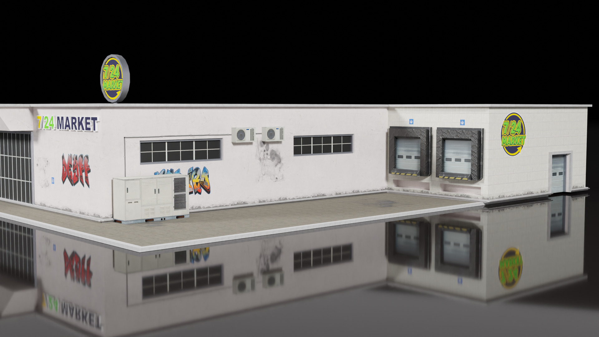 Low Poly PBR Market Building  Game Ready 3D Asset Low-poly 3D model_7