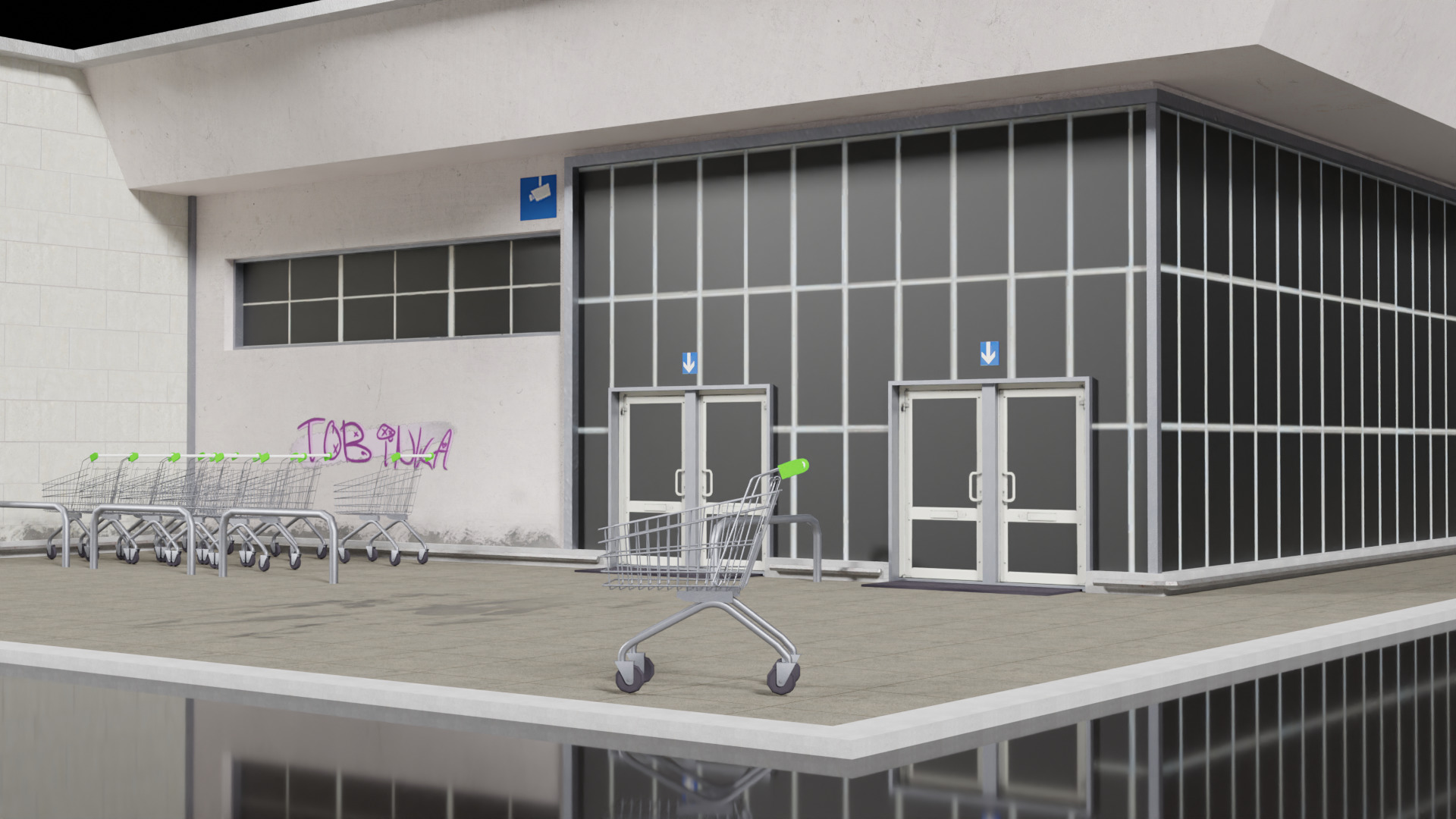 Low Poly PBR Market Building  Game Ready 3D Asset Low-poly 3D model_11