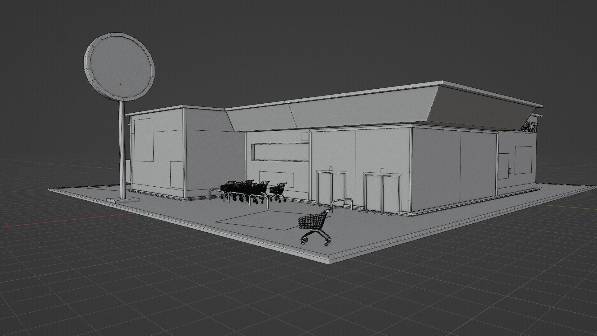 Low Poly PBR Market Building  Game Ready 3D Asset Low-poly 3D model_3