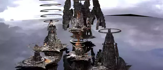 Cyberpunk Scorched Earth city skyscrapers