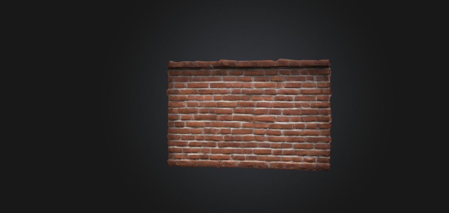 Brick Wall Low-poly 3D model_4