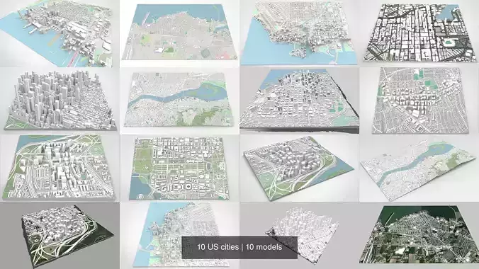  10 US cities 3D Model Collection
