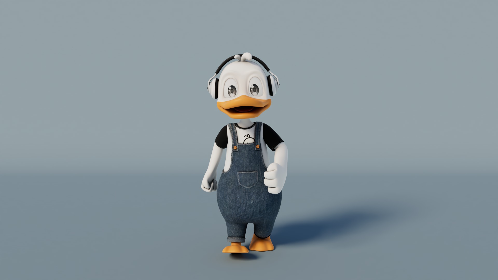 Rigged Cartoon Duck 3D model_1