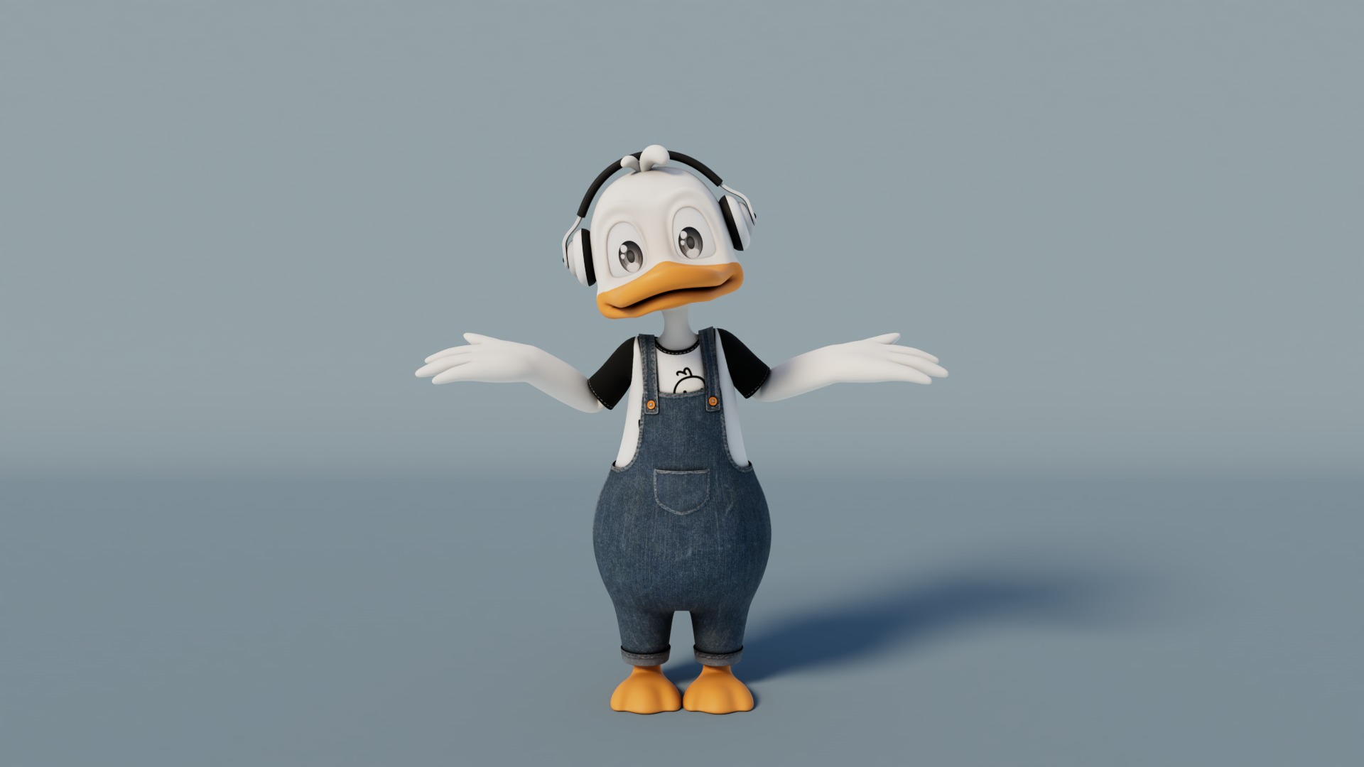 Rigged Cartoon Duck 3D model_2