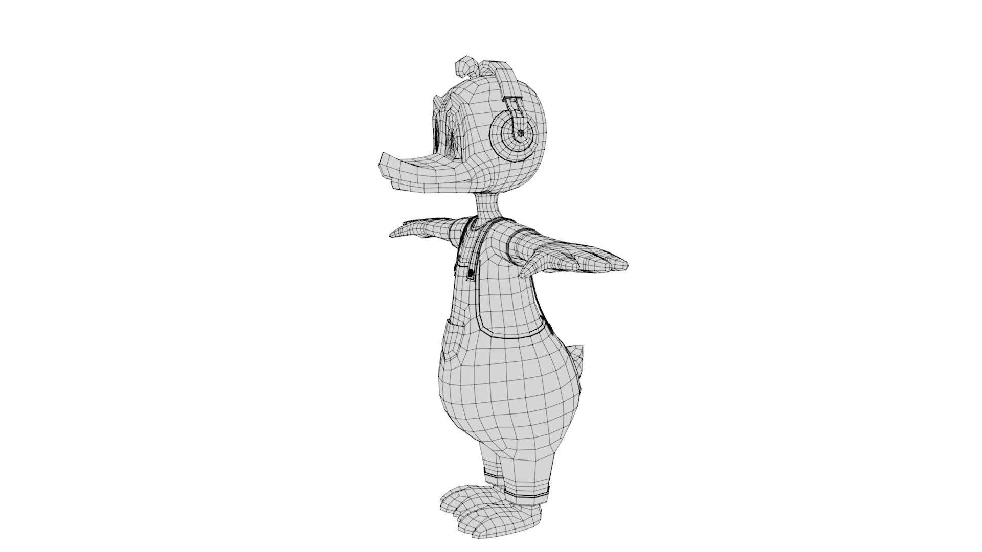 Rigged Cartoon Duck 3D model_8