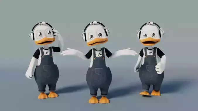 Rigged Cartoon Duck 3D model