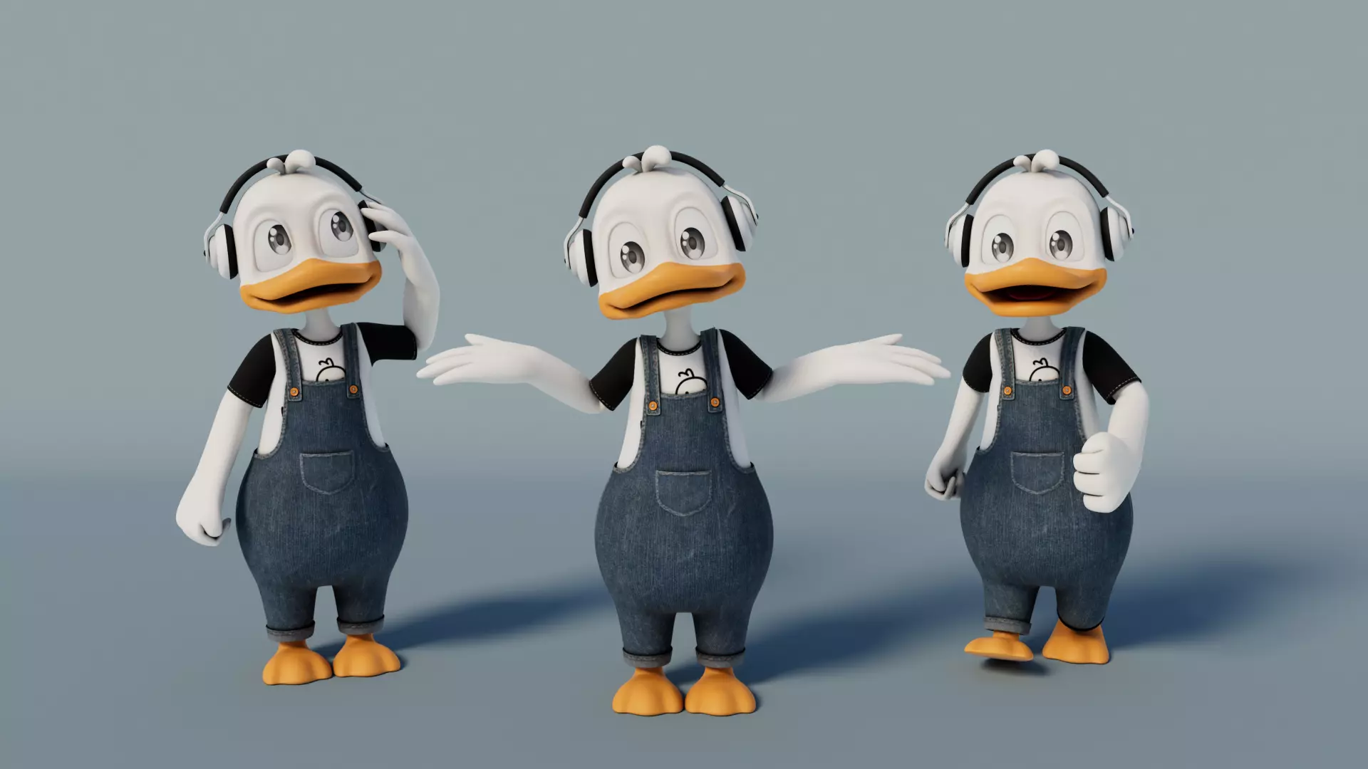 Rigged Cartoon Duck 3D model_0