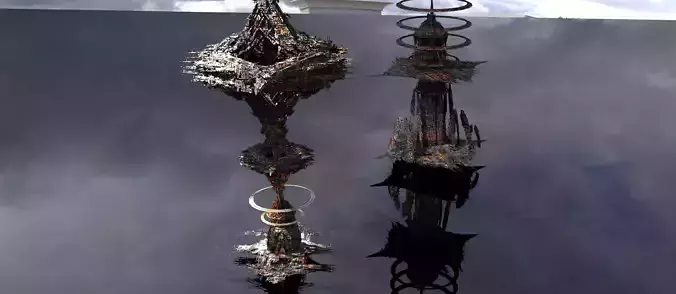 Cyberpunk Scorched Earth city skyscrapers 2 models 