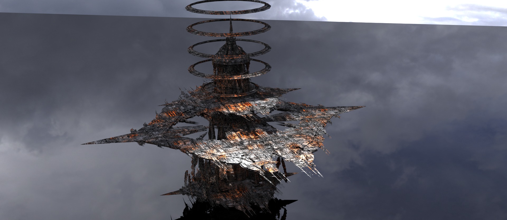Cyberpunk Scorched Earth tower 7 Low-poly 3D model_1