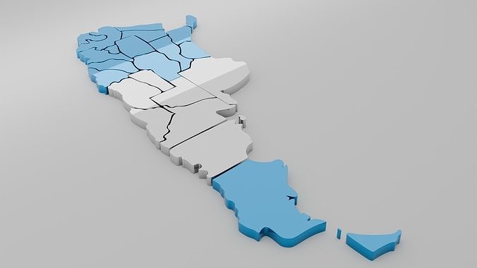 Map of the country of Argentina in 3D 3D model