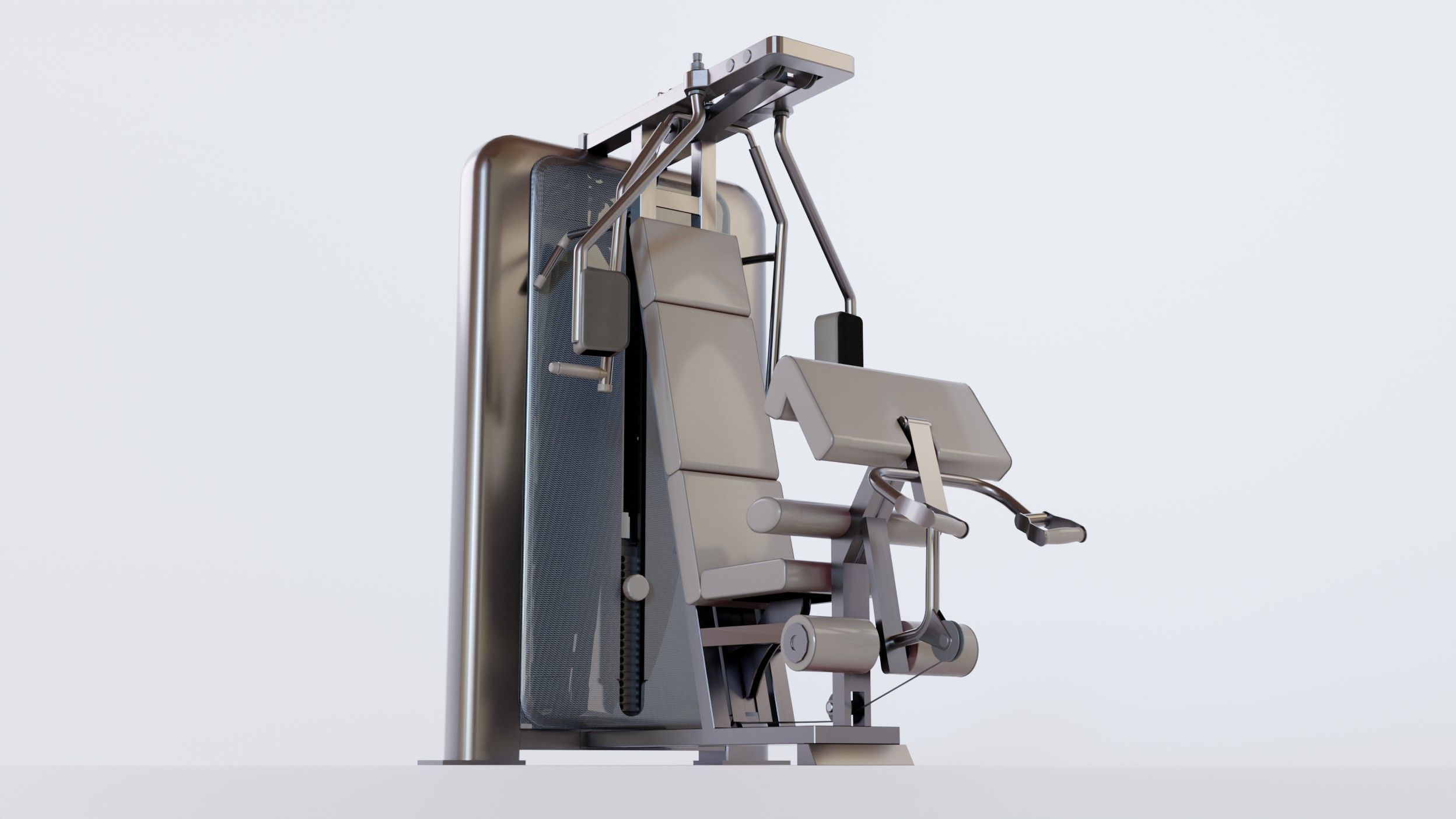 chest press machine Low-poly 3D model_1
