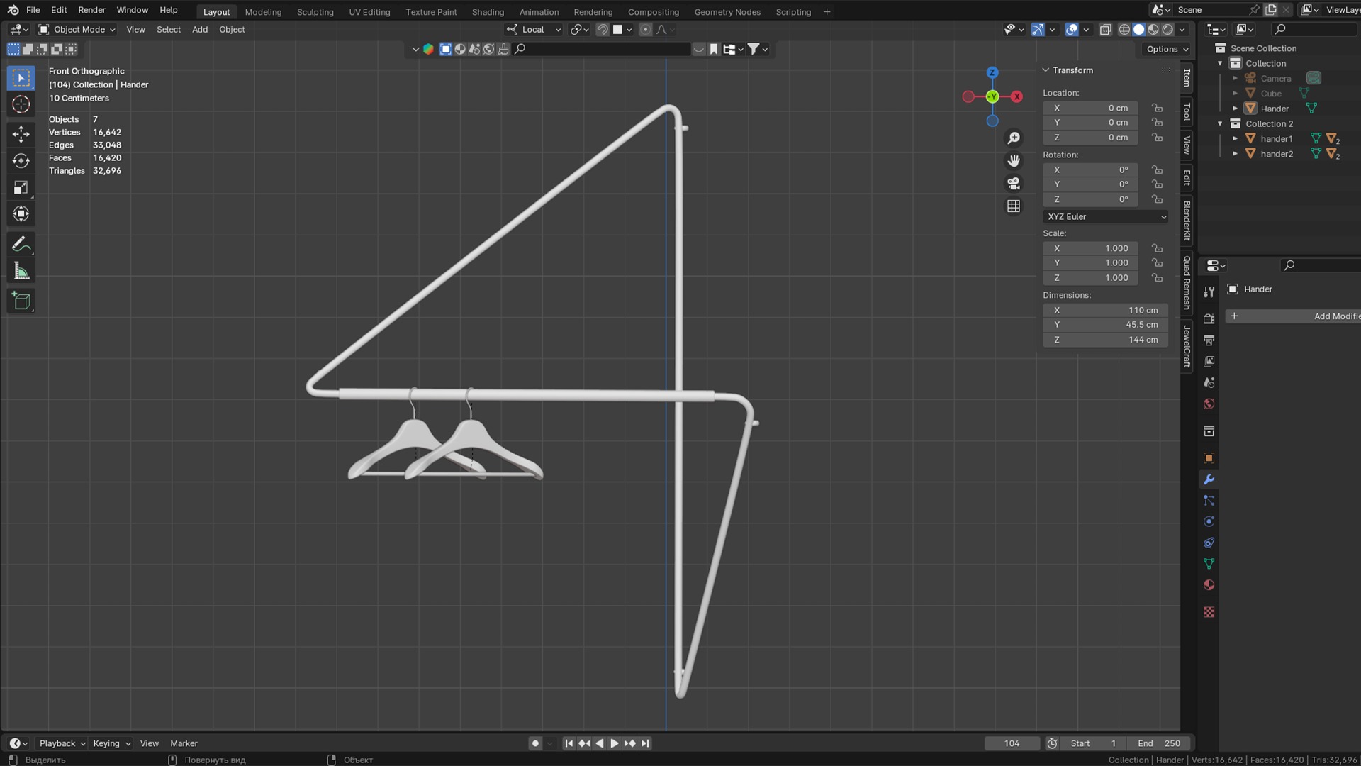 Corner clothes hanger 3D model 3D model_5