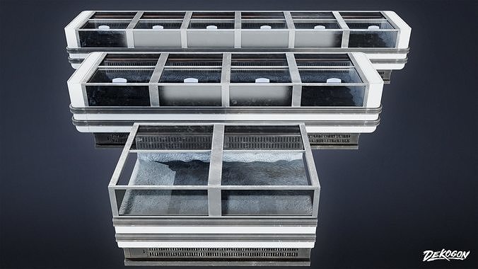 GROCERY - Freezer Standing Case 04 - LOW POLY AND NANITE Low-poly 3D model
