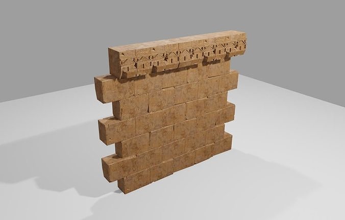 Ancient Temple Wall Modular Low-poly 3D model