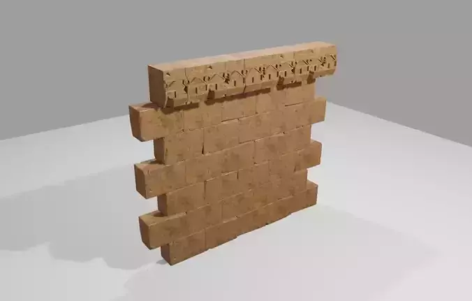 Ancient Temple Wall Modular Low-poly 3D model