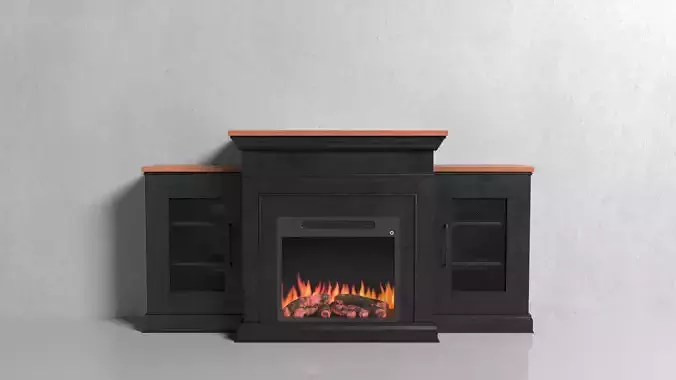 Black wooden Fireplace