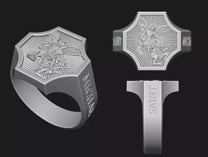 Saint Michael Ring 3D print model
